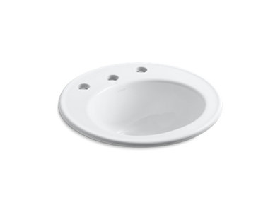 Brookline® 19" diameter drop-in bathroom sink with 8" widespread faucet holes
