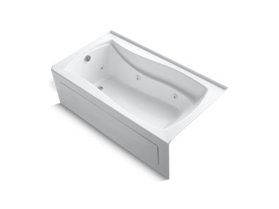 Mariposa® 66" x 36" alcove whirlpool bath with Bask® heated surface, integral apron, integral flange, and left-hand drain