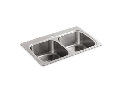 Verse&trade; 33" x 22" x 9-1/4" top-mount double-equal bowl kitchen sink with single faucet hole