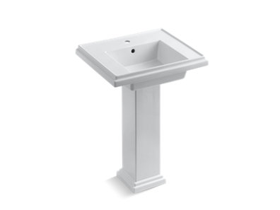 Tresham® 24" pedestal bathroom sink with single faucet hole