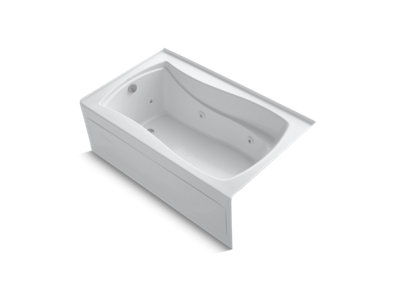 Mariposa® 60" x 36" alcove whirlpool bath with Bask® heated surface, integral apron, and left-hand drain
