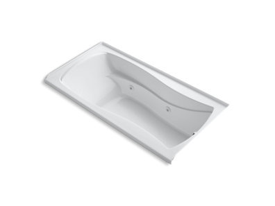Mariposa® 72" x 36" alcove whirlpool bath with integral flange, heater and right-hand drain