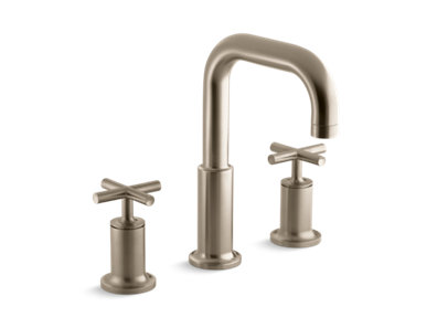 Purist® Deck-mount bath faucet trim for high-flow valve with cross handles, valve not included