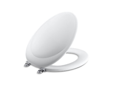 Revival® elongated toilet seat with Polished Chrome hinges
