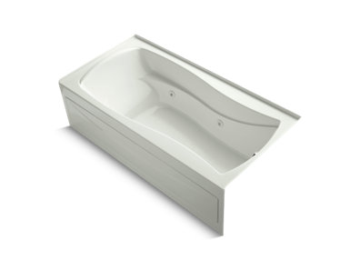 Mariposa® 72" x 36" alcove whirlpool bath with Bask® heated surface, integral apron, and right-hand drain