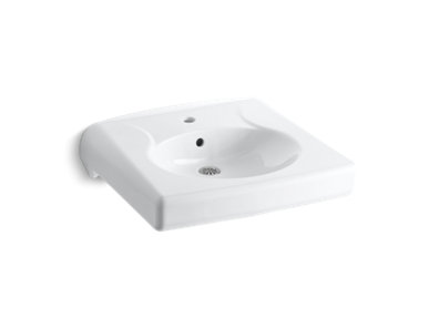 Brenham&trade; Wall-mount or concealed carrier arm mount commercial bathroom sink with single faucet hole, antimicrobial finish