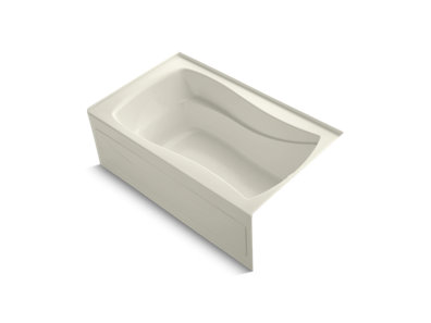 Mariposa® 60" x 36" alcove bath with Bask® heated surface, integral apron, integral flange and right-hand drain