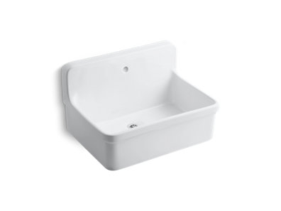 Gilford&trade; 30" x 22" bracket-mount scrub-up/plaster sink with single faucet hole