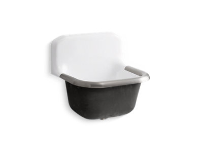 Bannon&trade; 24" x 20-1/4" wall-mount or P-trap mount service sink with rim guard and blank back