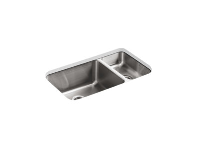 Undertone® 31-1/2" x 18" x 9-3/4" undermount high/low double-bowl kitchen sink