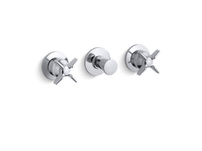 Triton® Wall-mount valve trim with push button diverter and cross handles, requires valve