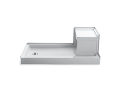 Tresham® 60" x 32" single threshold left-hand drain shower base with integral right-hand seat