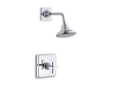 Pinstripe® Pure Rite-Temp® shower valve trim with cross handle and 2.5 gpm showerhead