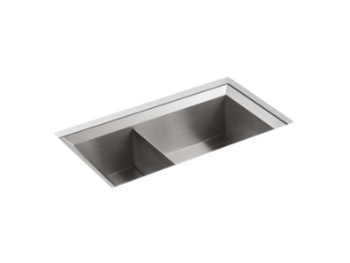 Poise® 33" x 18" x 9-1/2" undermount large/medium double-bowl kitchen sink