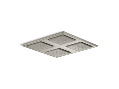 WaterTile® Rain Overhead shower panel with four 22-nozzle sprayheads