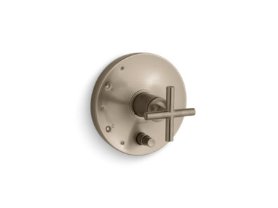 Purist® Rite-Temp® valve trim with push-button diverter and cross handle