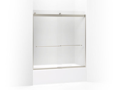 Levity® Sliding bath door, 62" H x 56-5/8 - 59-5/8" W, with 1/4" thick Frosted glass