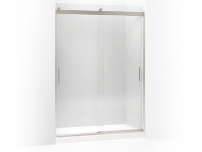 Levity® Sliding shower door, 82" H x 56-5/8 - 59-5/8" W, with 3/8" thick Crystal Clear glass