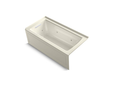 Archer® 60" x 30" three-side integral flange whirlpool bath with left-hand drain, heater, and Comfort Depth® design