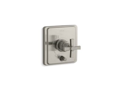 Pinstripe® Rite-Temp® pressure-balancing valve trim with diverter and plain cross handle, valve not included