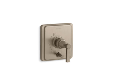 Pinstripe® Rite-Temp® pressure-balancing valve trim with diverter and plain lever handle, valve not included