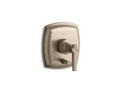 Margaux® Rite-Temp® pressure-balancing valve trim with push-button diverter and lever handles, valve not included