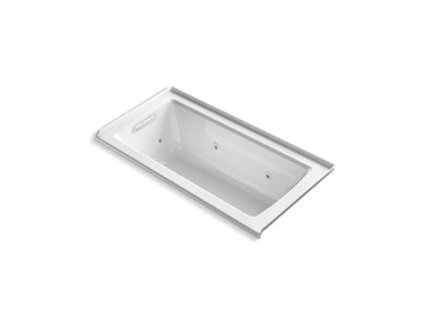 Archer® 60" x 30" alcove whirlpool bath with integral flange and left-hand drain