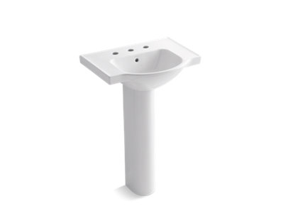 Veer® 24" pedestal bathroom sink with 8" widespread faucet holes
