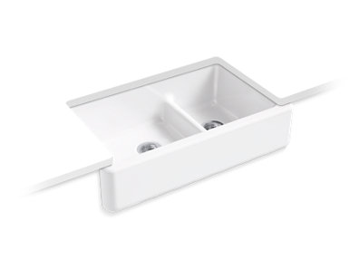 Whitehaven® Smart Divide® 35-3/4" undermount double-bowl farmhouse kitchen sink