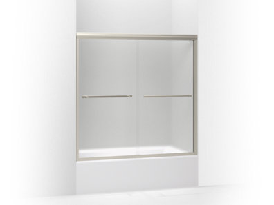 Gradient® Sliding bath door, 58-1/16" H x 56-5/8 - 59-5/8" W, with 1/4" thick Frosted glass