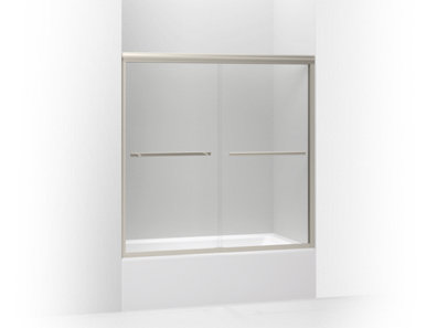 Gradient® Sliding bath door, 58-1/16" H x 56-5/8 - 59-5/8" W, with 1/4" thick Crystal Clear glass