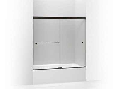 Revel® Sliding bath door, 55-1/2" H x 56-5/8 - 59-5/8" W, with 5/16" thick Crystal Clear glass