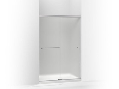 Revel® Sliding shower door, 76" H x 44-5/8 - 47-5/8" W, with 5/16" thick Frosted glass