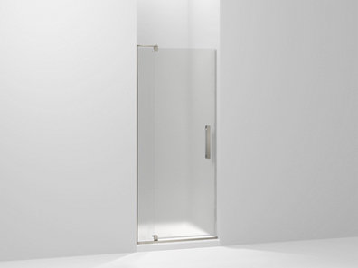 Revel® Pivot shower door, 70" H x 27-5/16 - 31-1/8" W, with 5/16" thick Frosted glass