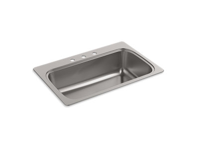 Verse&trade; 33" x 22" x 9-5/16" top-mount single-bowl kitchen sink with 3 faucet holes