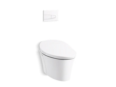 Veil® Intelligent compact elongated dual-flush wall hung toilet bowl and actuator plate