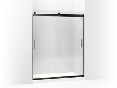 Levity® Sliding shower door, 74" H x 56-5/8 - 59-5/8" W, with 5/16" thick Crystal Clear glass