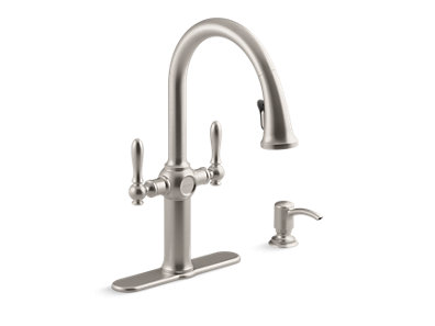 Neuhaus® Pull-down kitchen faucet with soap/lotion dispenser