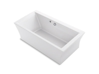 Stargaze® 60" x 34" freestanding bath with Bask® heated surface and fluted shroud