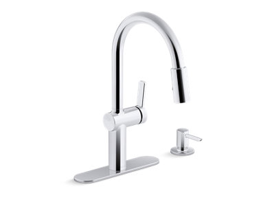 Koi® Pull-down kitchen sink faucet with soap/lotion dispenser