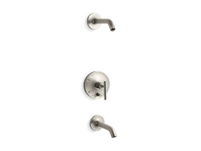 Purist® Rite-Temp® bath and shower trim set with push-button diverter and lever handle, less showerhead