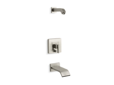 Loure® Rite-Temp® bath and shower trim set with push-button diverter, less showerhead