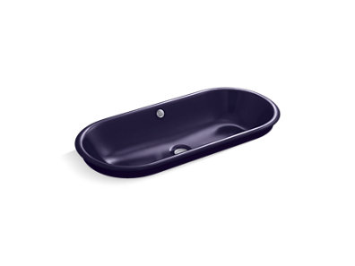 Iron Plains® Capsule Drop-in/undermount vessel bathroom sink with Indigo Blue painted underside