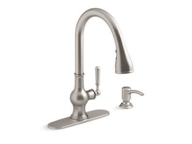 Capilano® Pull-down single-handle kitchen faucet with soap/lotion dispenser