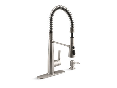 Single-handle semi-professional kitchen sink faucet with soap/lotion dispenser
