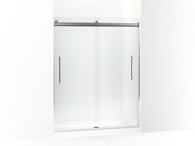 Elmbrook&trade; Frameless sliding shower door, 73-9/16" H x 54-5/8 - 59-5/8" W, with 5/16" thick Crystal Clear glass