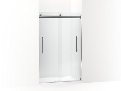 Elmbrook&trade; Frameless sliding shower door, 73-9/16" H x 44-5/8 - 47-5/8" W, with 5/16" thick Crystal Clear glass