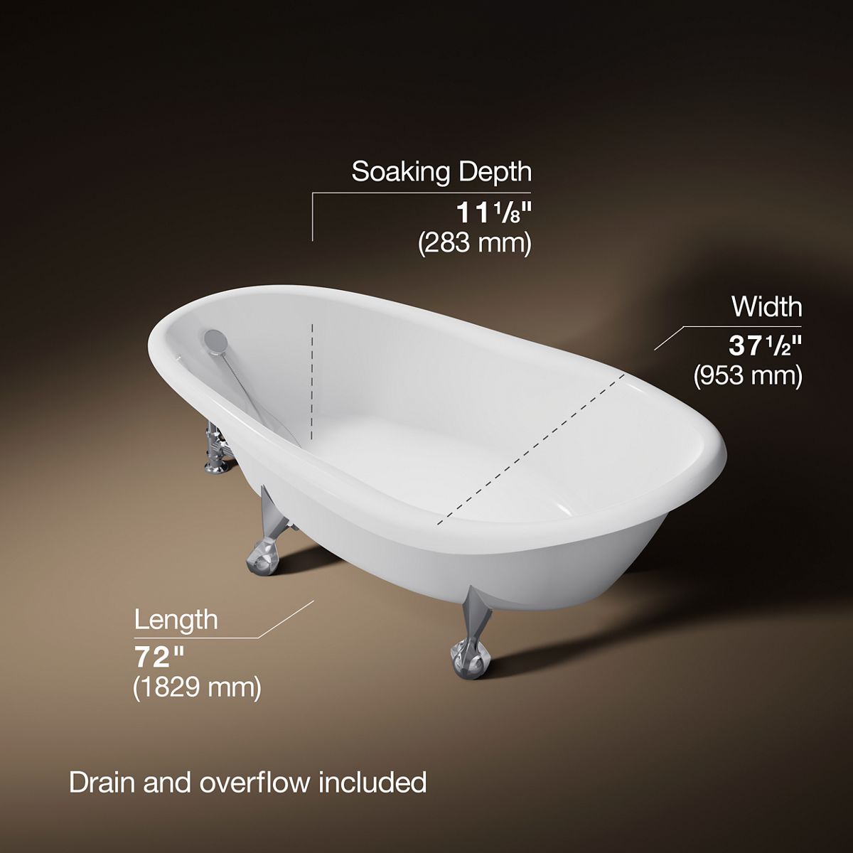 3/4 view of product with dimensions