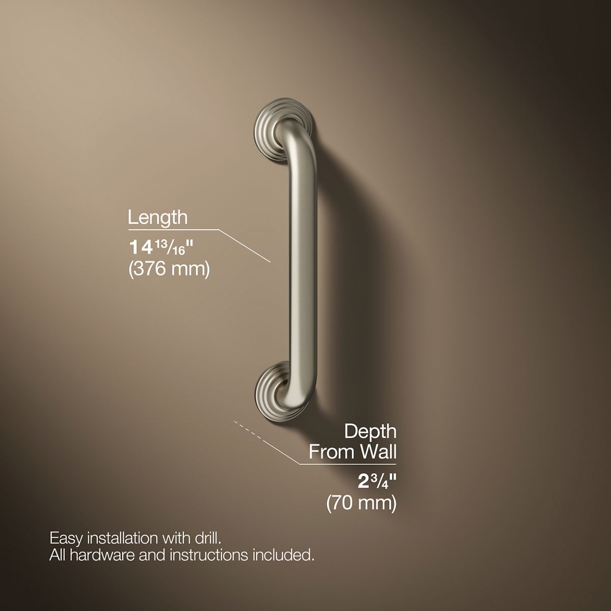 3/4 view of product with dimensions