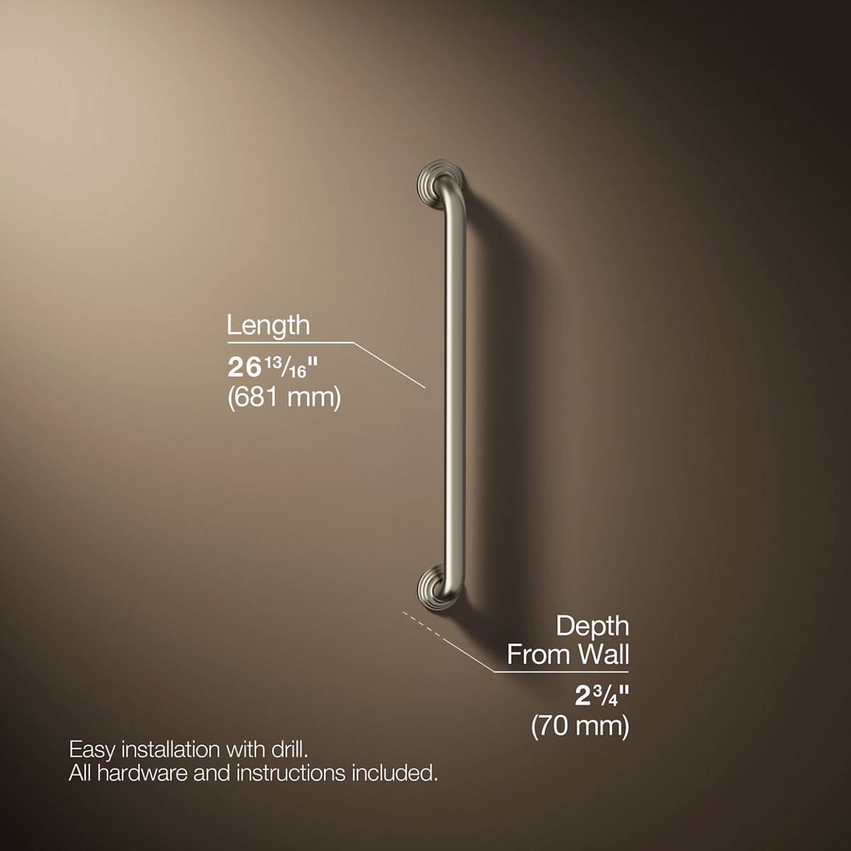3/4 view of product with dimensions